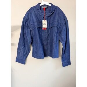 Woolrich Utility Shirt Womens XL Blue Denim Button Down Chore Jacket NWT